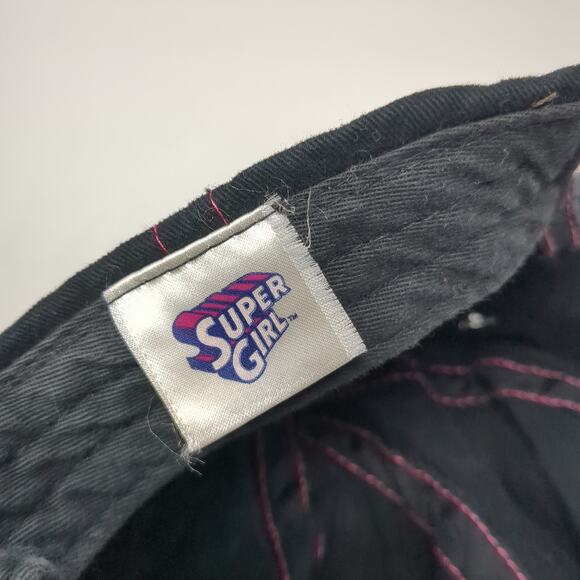 Super Girl Strapback Baseball Cap Black One Size Adjustable Embroidered Logo - Picture 9 of 10